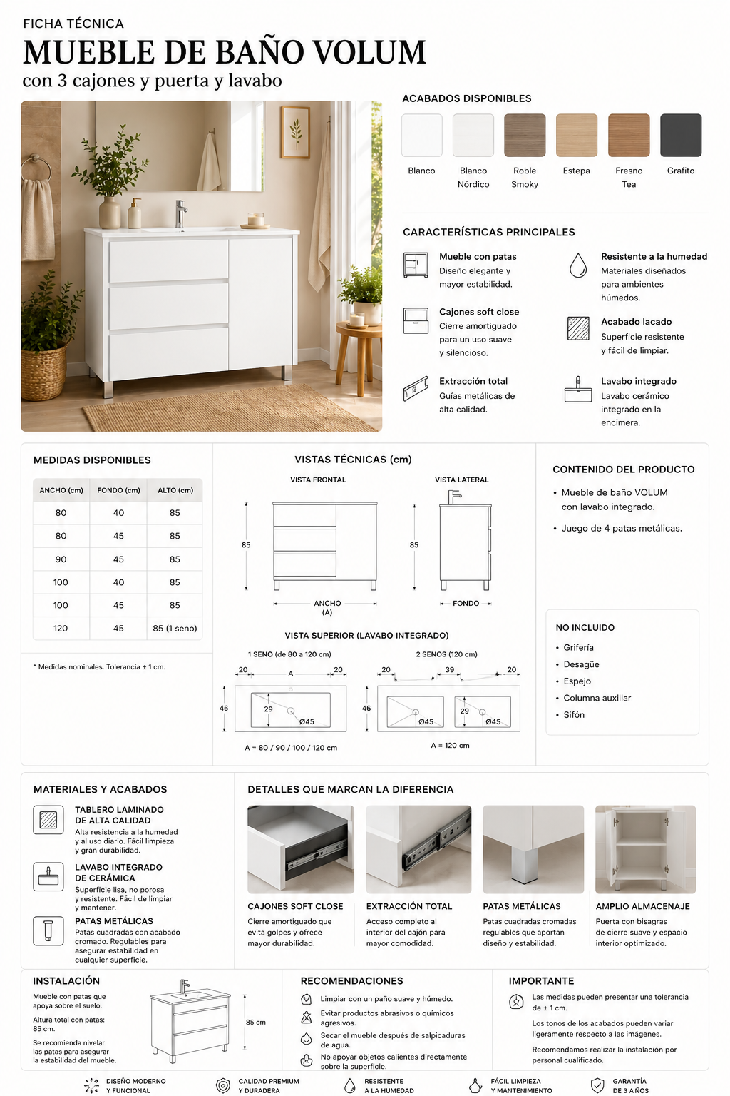 "AKCIJA" Komplet omarice VOLUM + LED-ogledalo Megan z umivalnikom