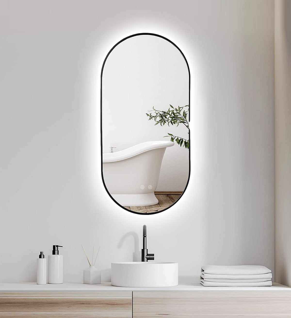 LED ogledalo Selene Gold & Black