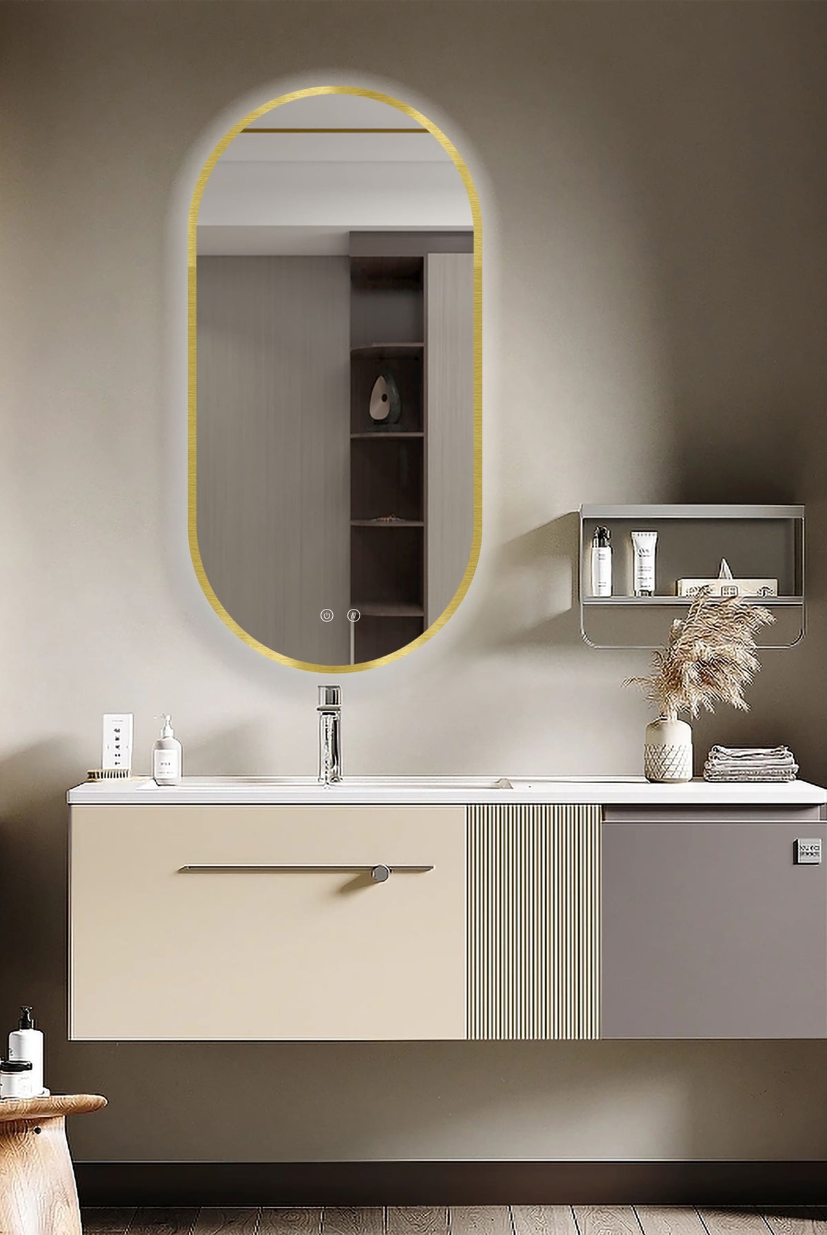 LED ogledalo Selene Gold & Black