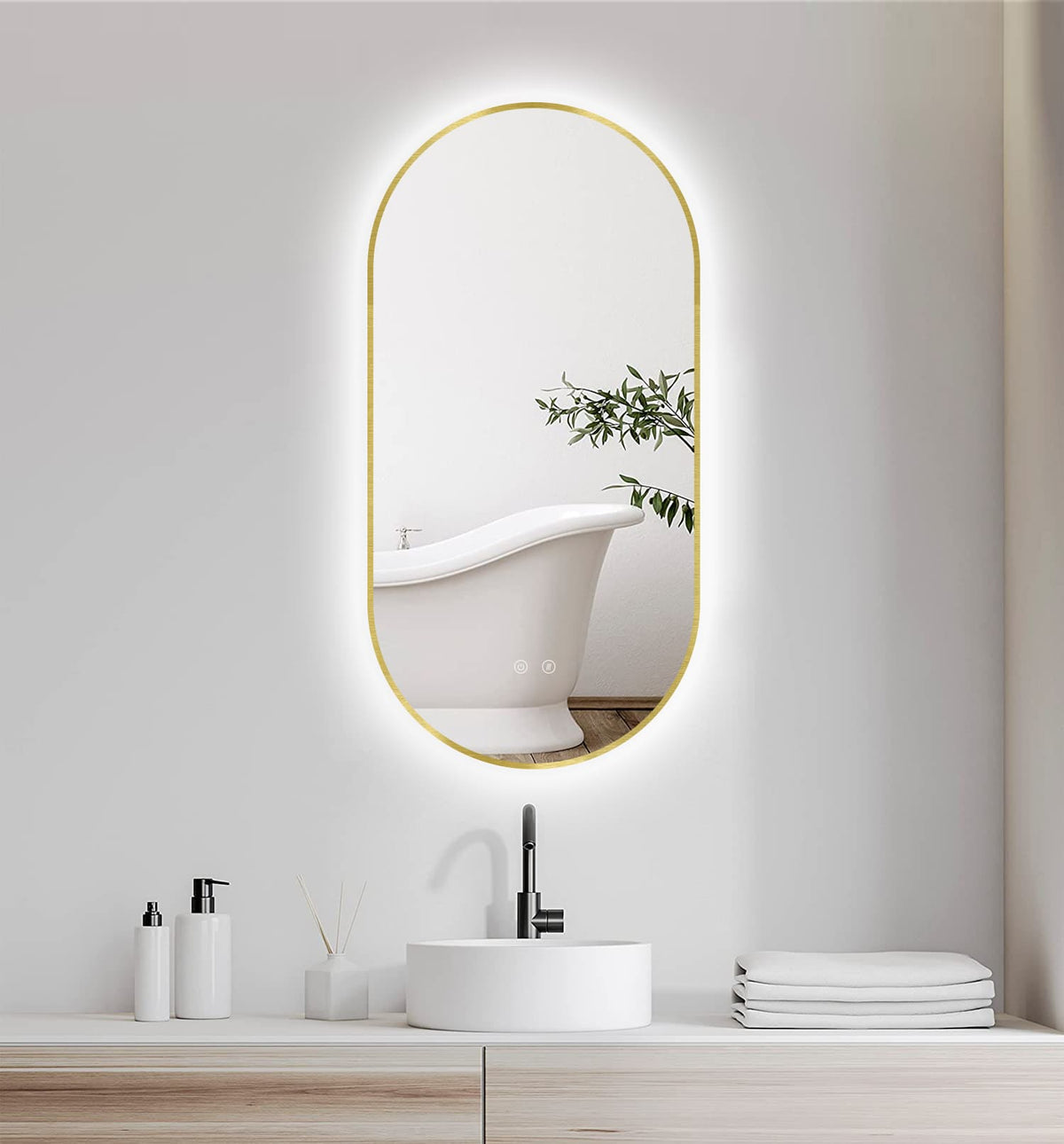 LED ogledalo Selene Gold & Black